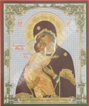 Икона Владимирская Божья матерь Богородица 4 на деревянном планшете 6х9 двойное тиснение, упаковка, ярлык святыня