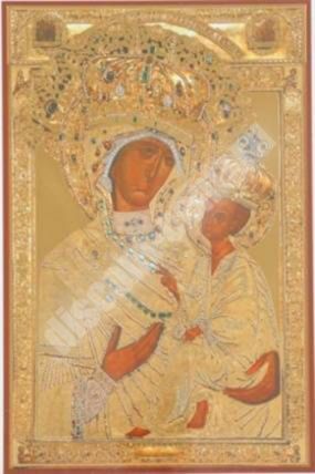 Икона Тихвинская Божья матерь Богородица в ризе 9х11 объемная, пленка исцеляющая