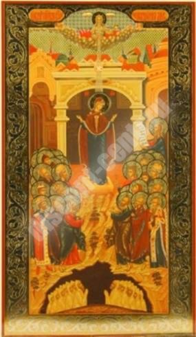 Икона Непроходимая дверь на оргалите №1 11х22 двойное тиснение русская православная