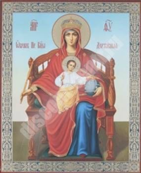 Икона Державная Божья матерь Богородица 2 на деревянном планшете 30х40 двойное тиснение, ДСП, ПВХ русская