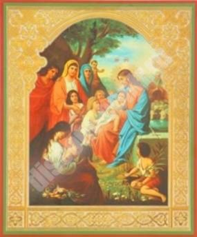 Икона Благословение детей в деревянной рамке №1 11х13 двойное тиснение для иерея
