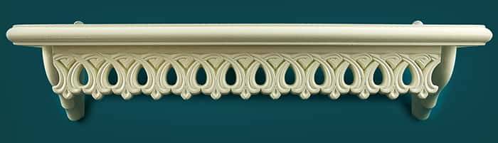 Полка для икон деревянная прямая, 1-ярусная, белая, с резным узором "Ажур (1- й вариант)"18103-Б