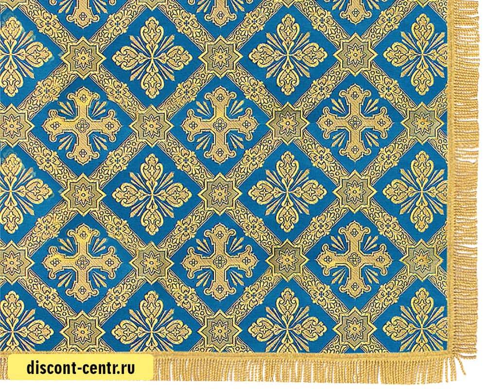 Облачение на жертвенник голубое с золотом, с пеленой, шелк в ассортименте, 80 х 80 х 100 см