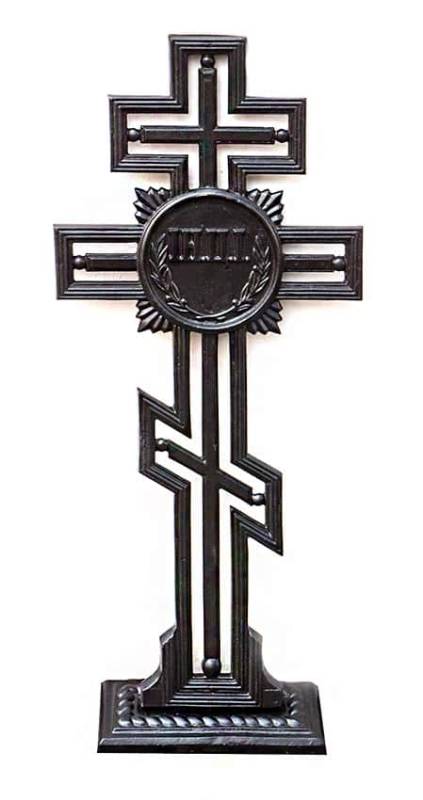 Крест могильный металлический с подпятником, литой квадратный, 1150 х 500см